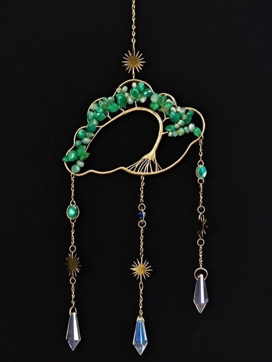 Hand Crafted Other - 🆕New Green Crystal  Cloud Sun Catcher